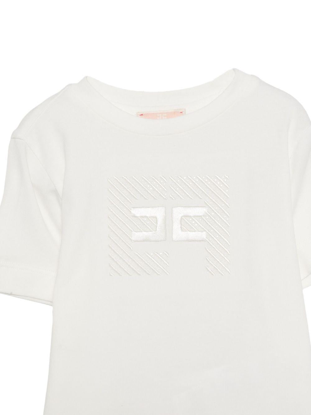 T-shirt per neonata Elisabetta Franchi La Mia Bambina bianco con logo ricamato - Rubino Kids