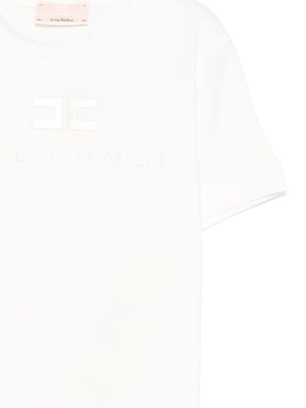 T-shirt per neonata Elisabetta Franchi La Mia Bambina bianco con logo ricamato - Rubino Kids
