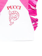 T-shirt per neonata Emilio Pucci Junior bianca con volant - Rubino Kids