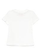 T-shirt per neonata Emilio Pucci Junior bianco a maniche corte con logo decorato - Rubino Kids