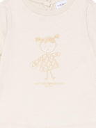 T-shirt per neonata Emporio Armani Kids beige con stampa grafica - Rubino Kids