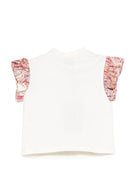 T-shirt per neonata Etro Kids beige con dettagli floreali - Rubino Kids