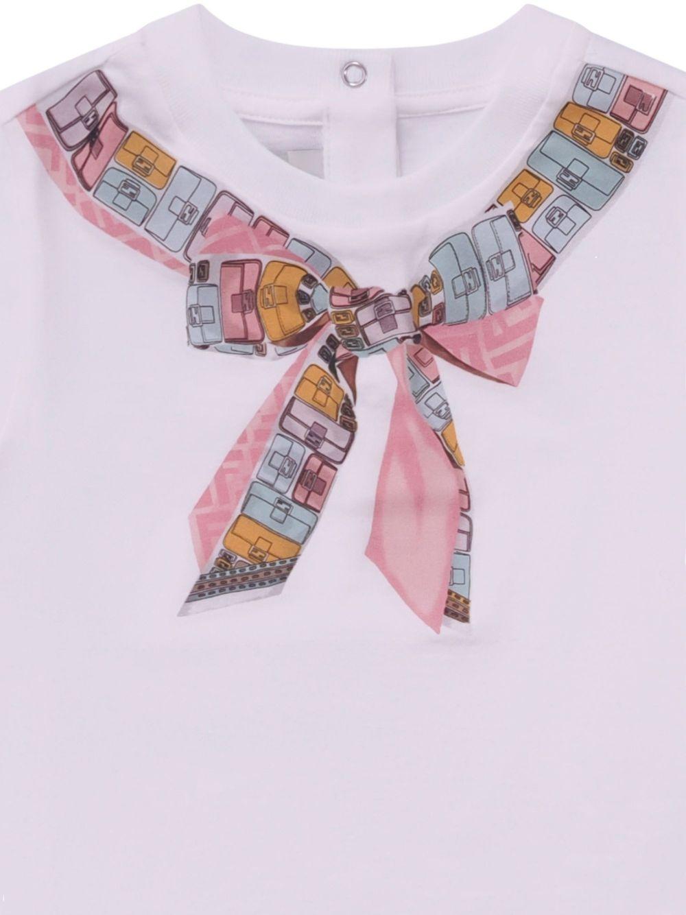 T-shirt per neonata Fendi Kids bianca con stampa a fiocco - Rubino Kids