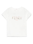 T-shirt per neonata Fendi Kids bianco con logo - Rubino Kids