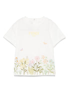 T-shirt per neonata Fendi Kids bianco con logo - Rubino Kids