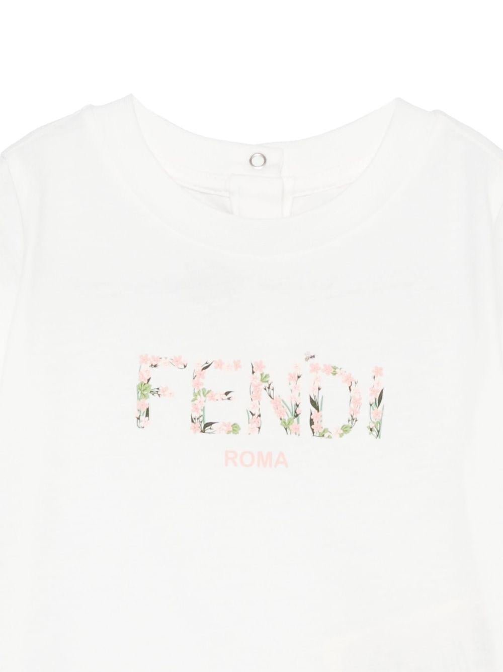 T-shirt per neonata Fendi Kids bianco con logo - Rubino Kids
