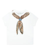 T-shirt per neonata Fendi Kids bianco con stampa foulard con monogramma - Rubino Kids