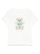 T-shirt per neonata Fendi Kids bianco con stampa Teddy Bear - Rubino Kids