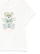 T-shirt per neonata Fendi Kids bianco con stampa Teddy Bear - Rubino Kids