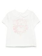 T-shirt per neonata Fendi Kids con stampa logo sul davanti e colletto classico - Rubino Kids