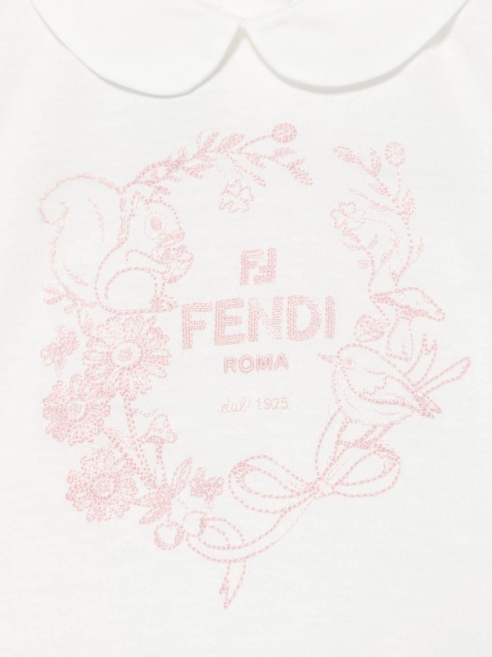 T-shirt per neonata Fendi Kids con stampa logo sul davanti e colletto classico - Rubino Kids