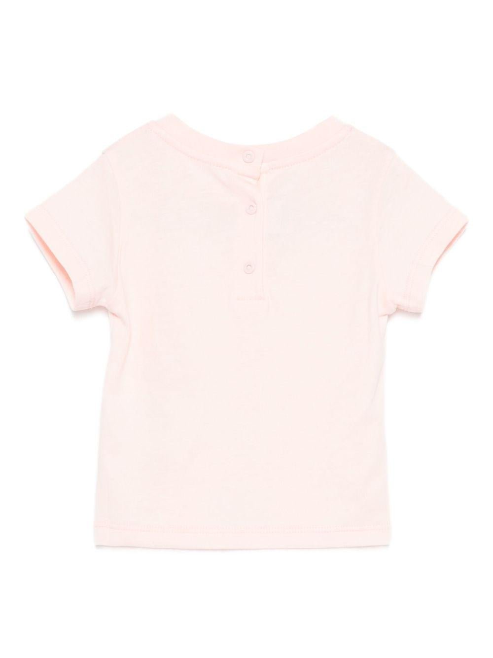 T-shirt per neonata Fendi Kids rosa con logo sul davanti - Rubino Kids