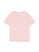 T-shirt per neonata Fendi Kids rosa con ricamo logo sul davanti - Rubino Kids