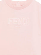 T-shirt per neonata Fendi Kids rosa con ricamo logo sul davanti - Rubino Kids