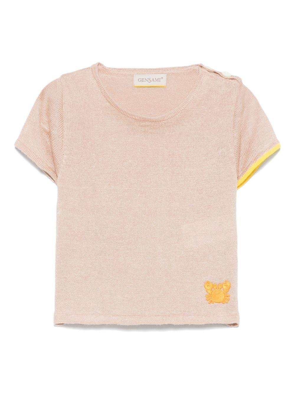 T-shirt per neonata Gensami kids marrone chiaro in maglia - Rubino Kids
