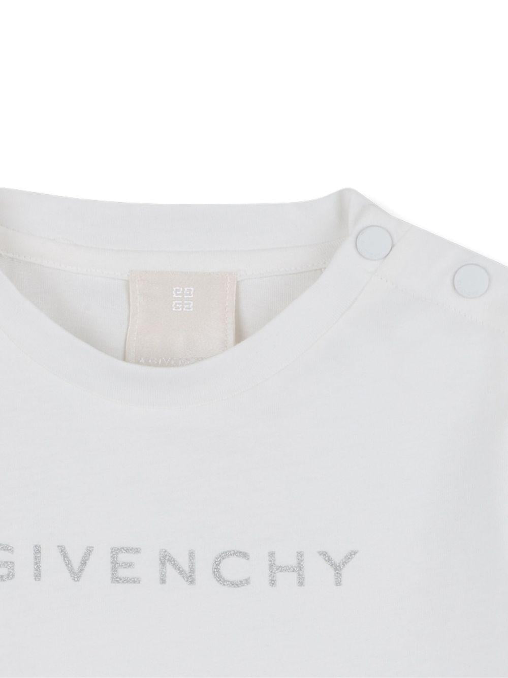 T-shirt per neonata Givenchy Kids bianco con maniche increspate - Rubino Kids