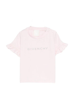 T-shirt per neonata Givenchy Kids rosa con maniche arricciate