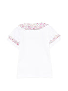 T-shirt per neonata Mariella Ferrari bianca con colletto alla Peter Pan - Rubino Kids