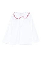 T-shirt per neonata Mariella Ferrari bianca con colletto arricciato - Rubino Kids