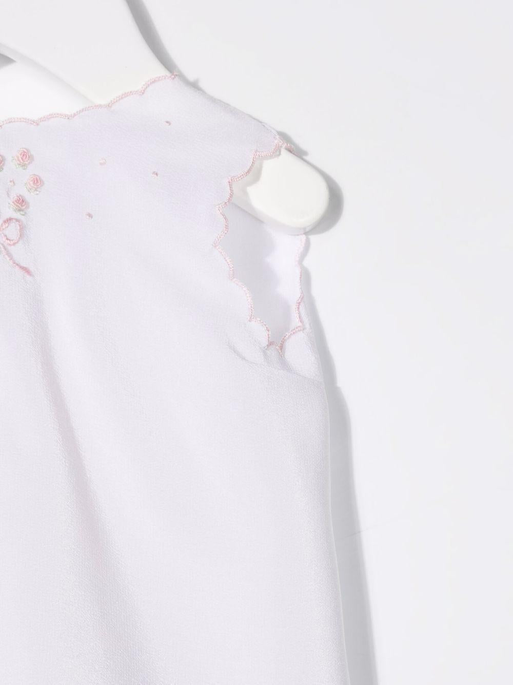 T-shirt per neonata Mariella Ferrari bianca con ricamo rosa - Rubino Kids