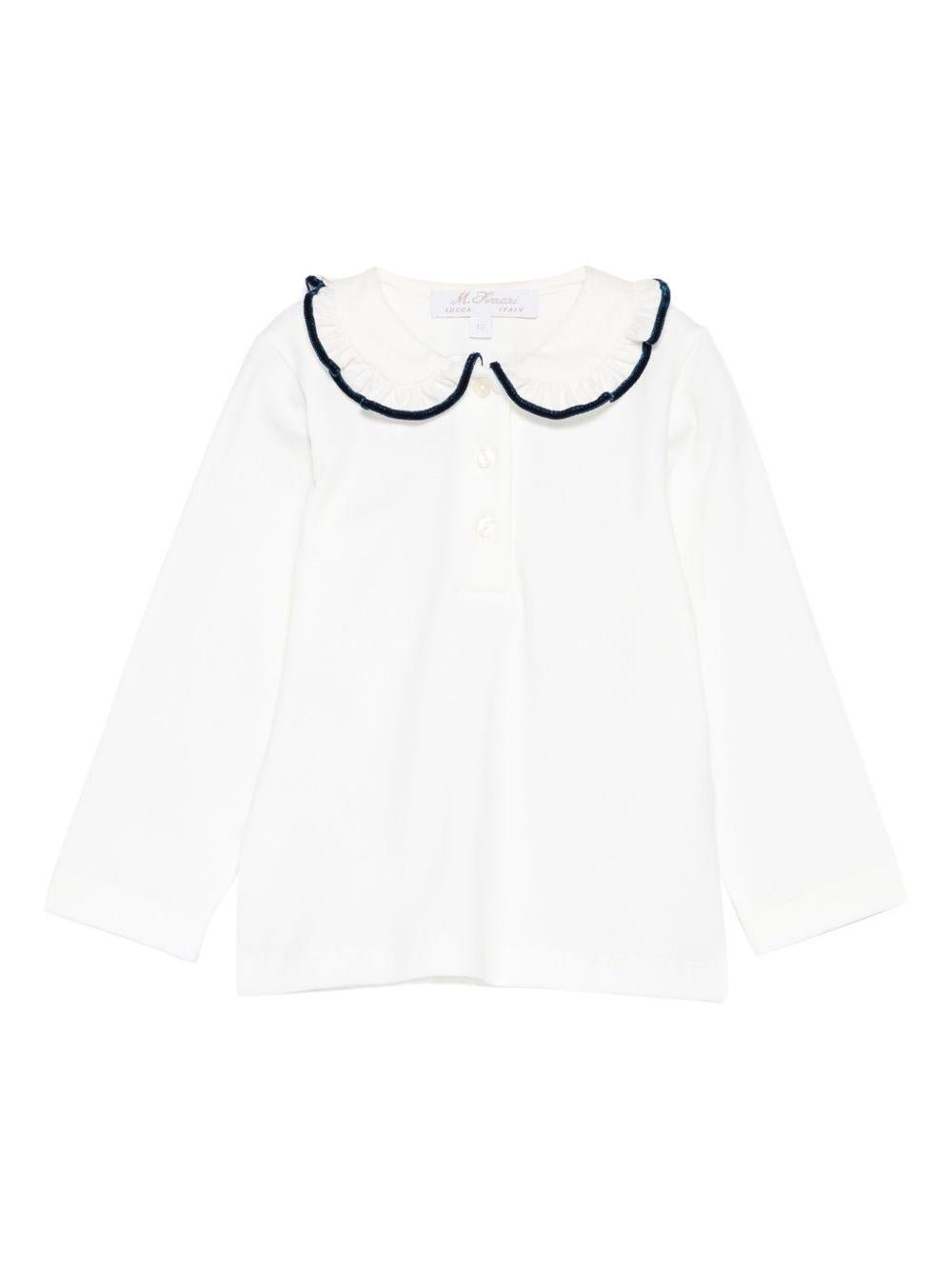 T-shirt per neonata Mariella Ferrari bianco con rifiniture blu - Rubino Kids