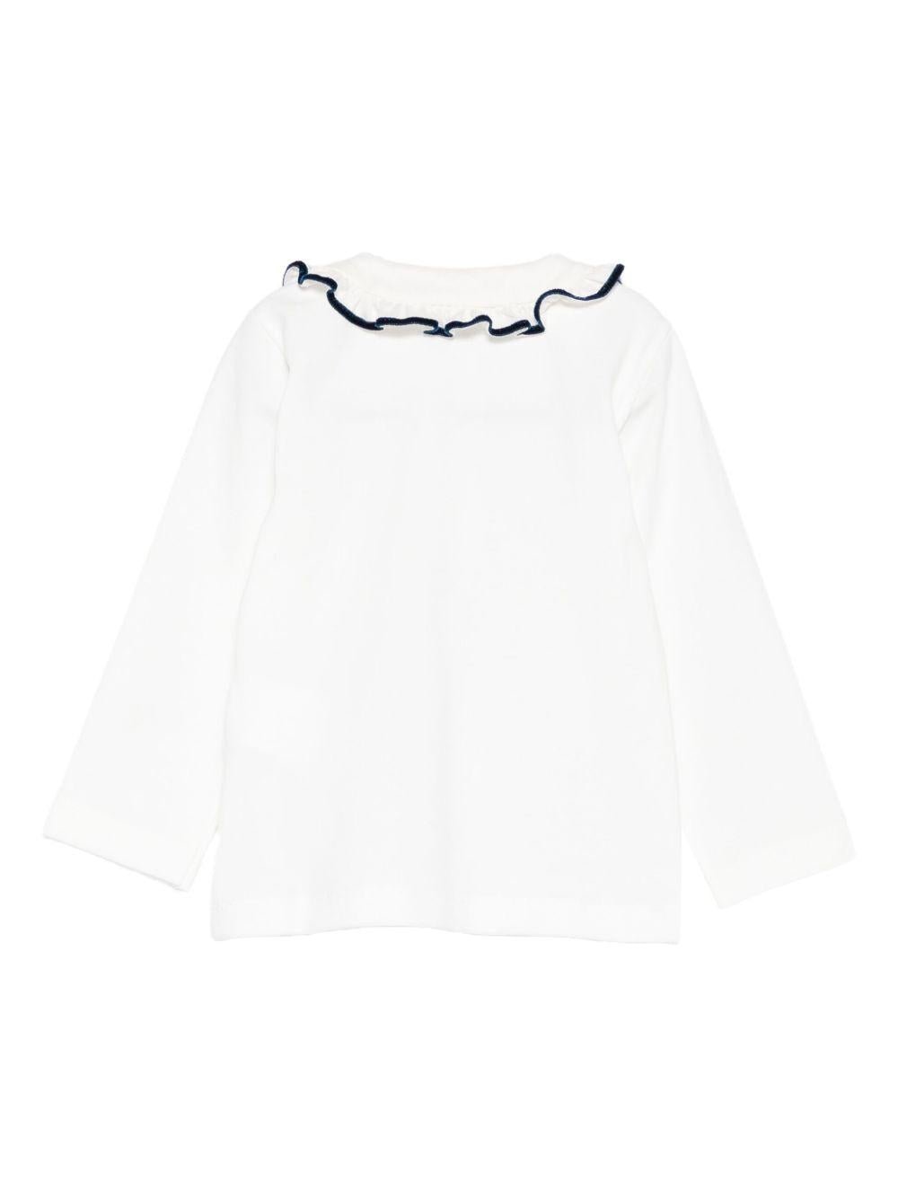 T-shirt per neonata Mariella Ferrari bianco con rifiniture blu - Rubino Kids