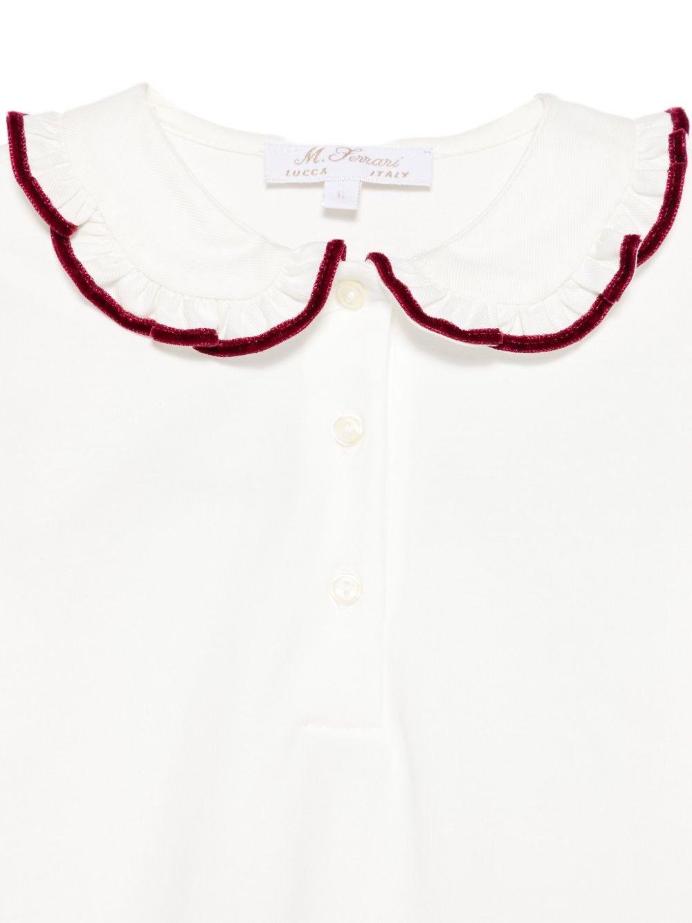 T-shirt per neonata Mariella Ferrari bianco con rifiniture bordeaux - Rubino Kids