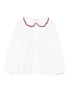 T-shirt per neonata Mariella Ferrari bianco con rifiniture bordeaux - Rubino Kids