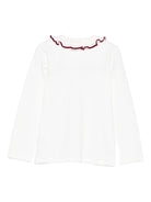 T-shirt per neonata Mariella Ferrari bianco con rifiniture bordeaux - Rubino Kids