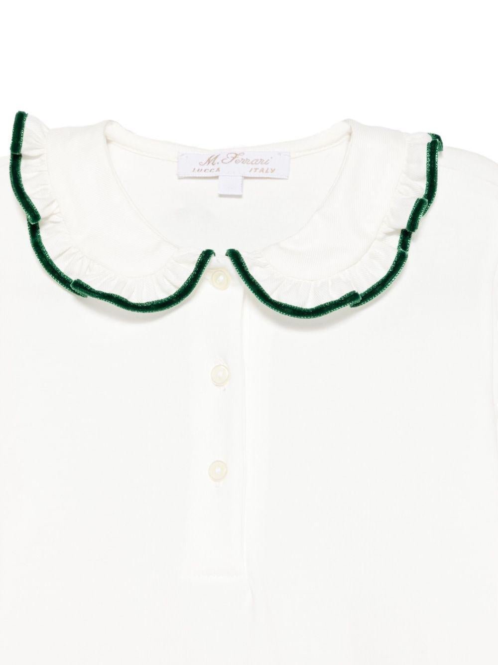 T-shirt per neonata Mariella Ferrari bianco con rifiniture verdi - Rubino Kids