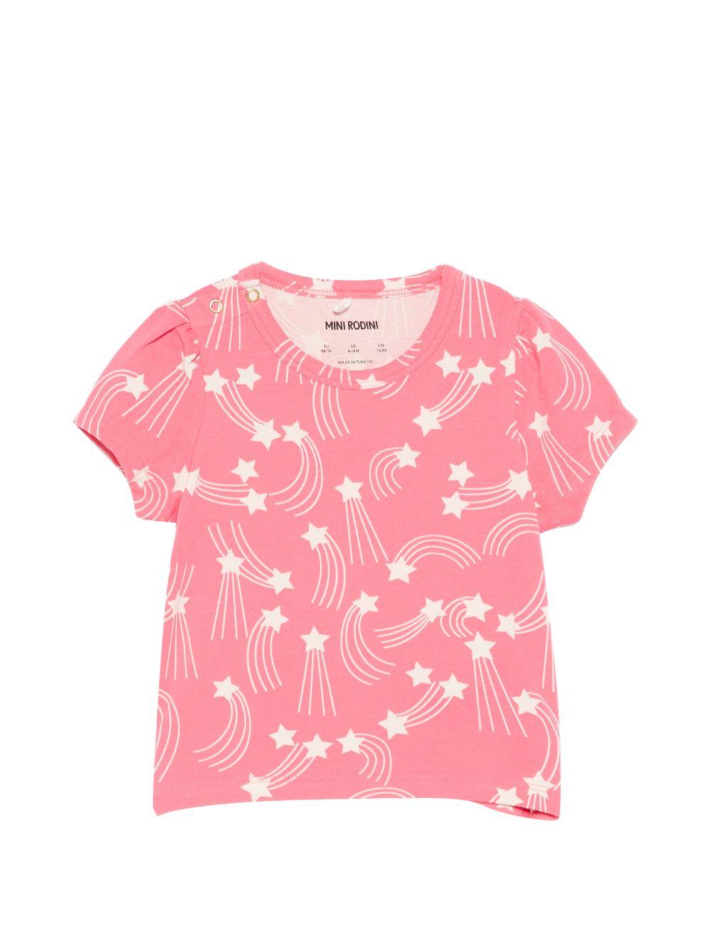 T-shirt per neonata Mini Rodini rosa con stampa stelle all - over - Rubino Kids
