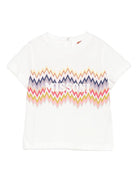 T-shirt per neonata Missoni Kids bianca con stampa a zig - zag - Rubino Kids