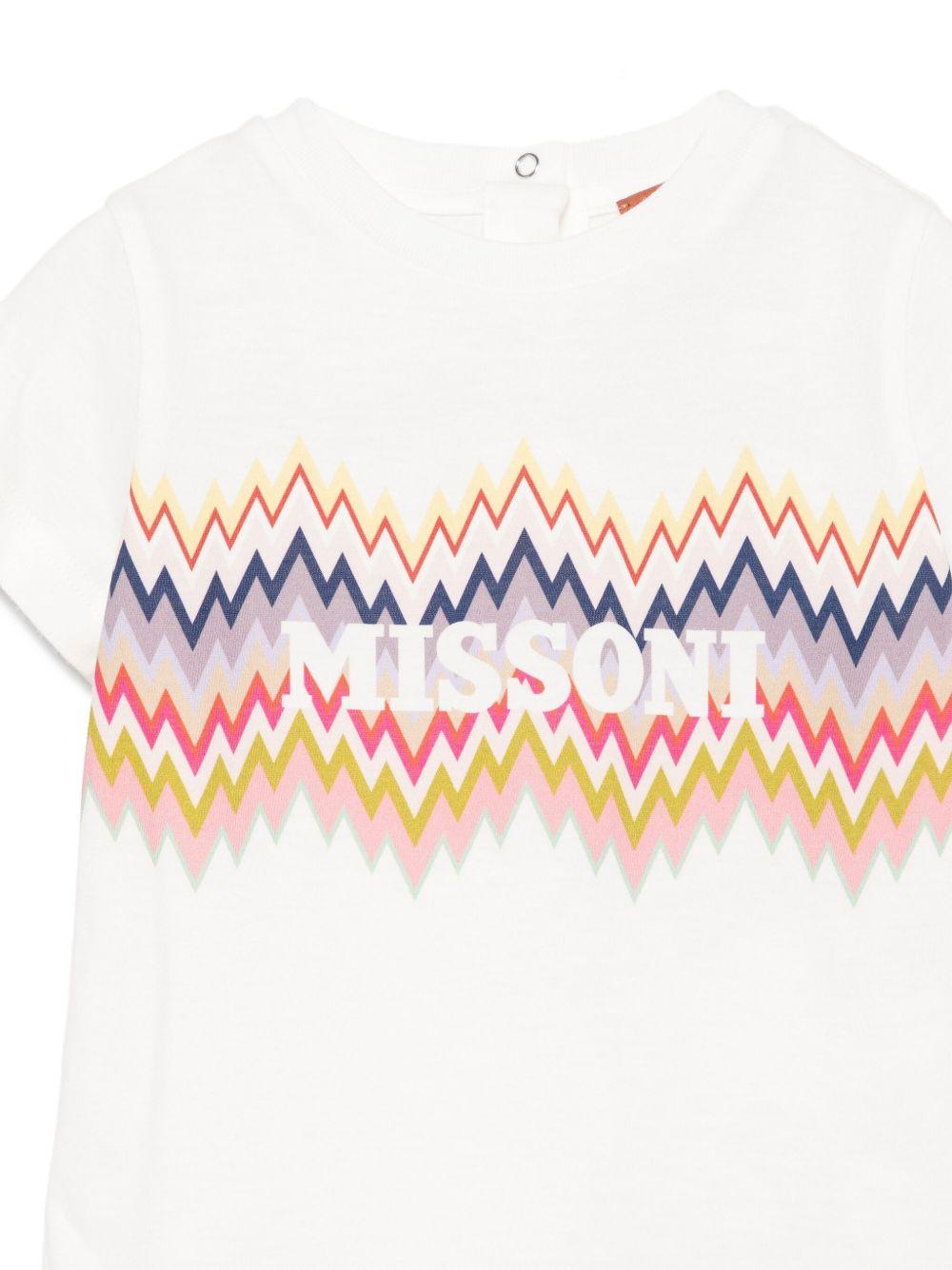 T-shirt per neonata Missoni Kids bianca con stampa a zig - zag - Rubino Kids
