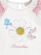 T-shirt per neonata Monnalisa bianca con stampa a fiori - Rubino Kids