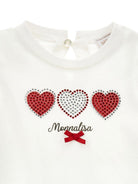 T-shirt per neonata Monnalisa bianca con stampa con logo sul davanti - Rubino Kids