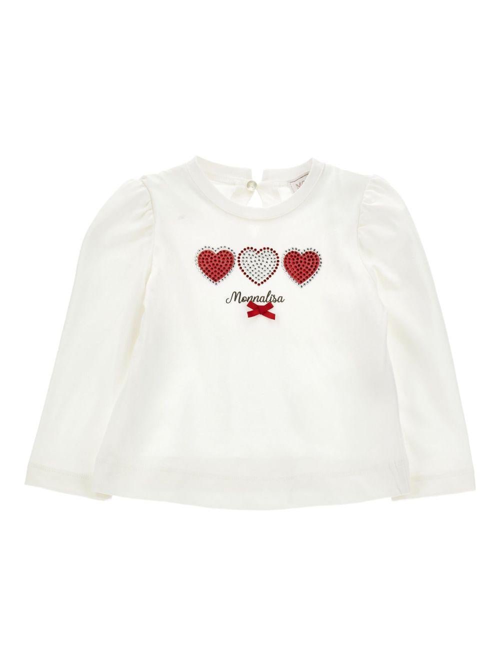 T-shirt per neonata Monnalisa bianca con stampa con logo sul davanti - Rubino Kids