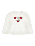 T-shirt per neonata Monnalisa bianca con stampa con logo sul davanti - Rubino Kids