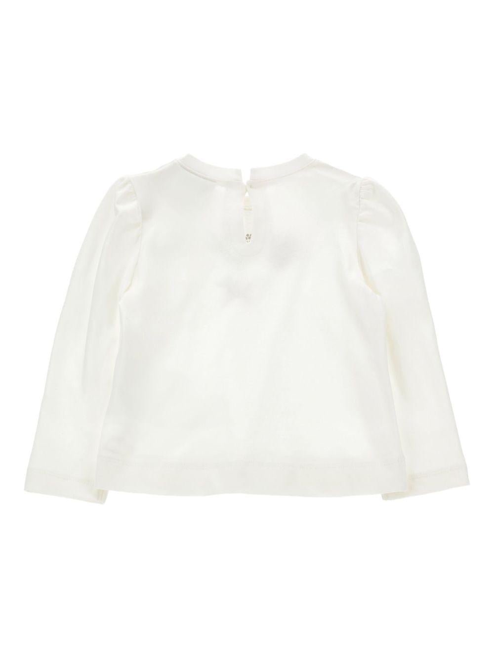 T-shirt per neonata Monnalisa bianca con stampa con logo sul davanti - Rubino Kids