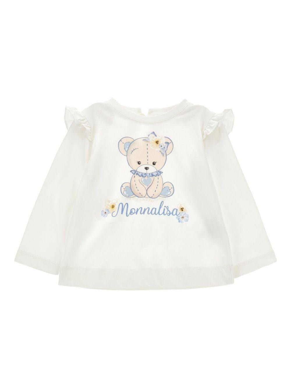T-shirt per neonata Monnalisa bianca con stampa con orsetto - Rubino Kids