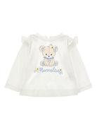 T-shirt per neonata Monnalisa bianca con stampa con orsetto - Rubino Kids