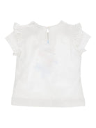 T-shirt per neonata Monnalisa bianca con stampa fiori sul davanti - Rubino Kids