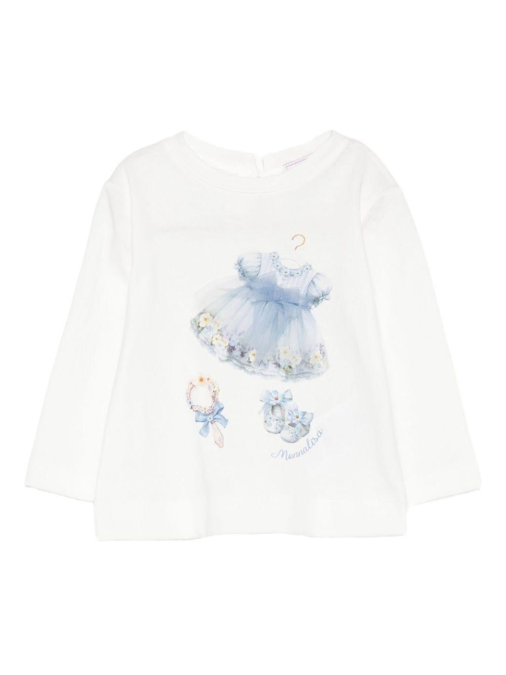 T-shirt per neonata Monnalisa bianca con stampa grafica - Rubino Kids