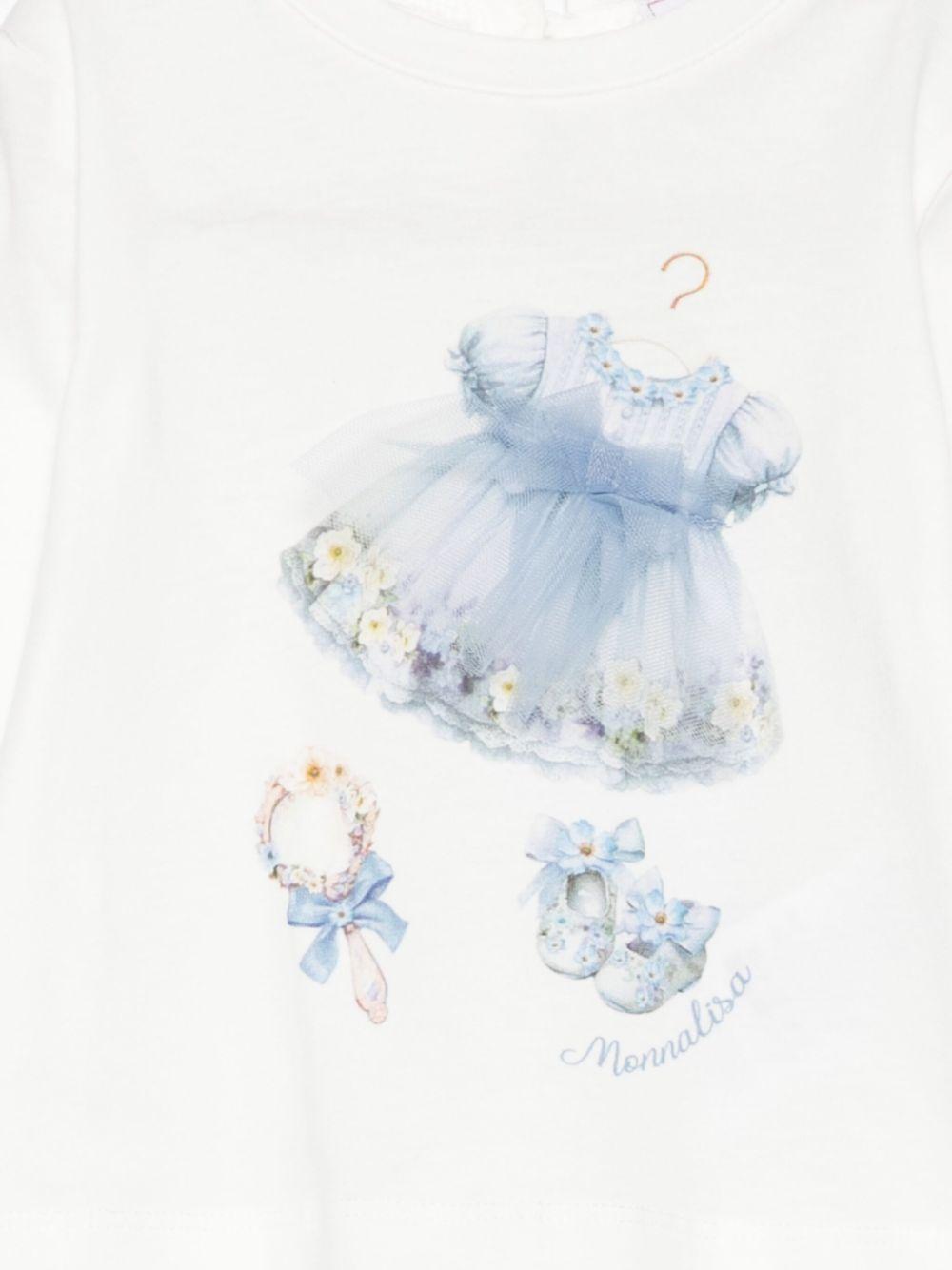 T-shirt per neonata Monnalisa bianca con stampa grafica - Rubino Kids