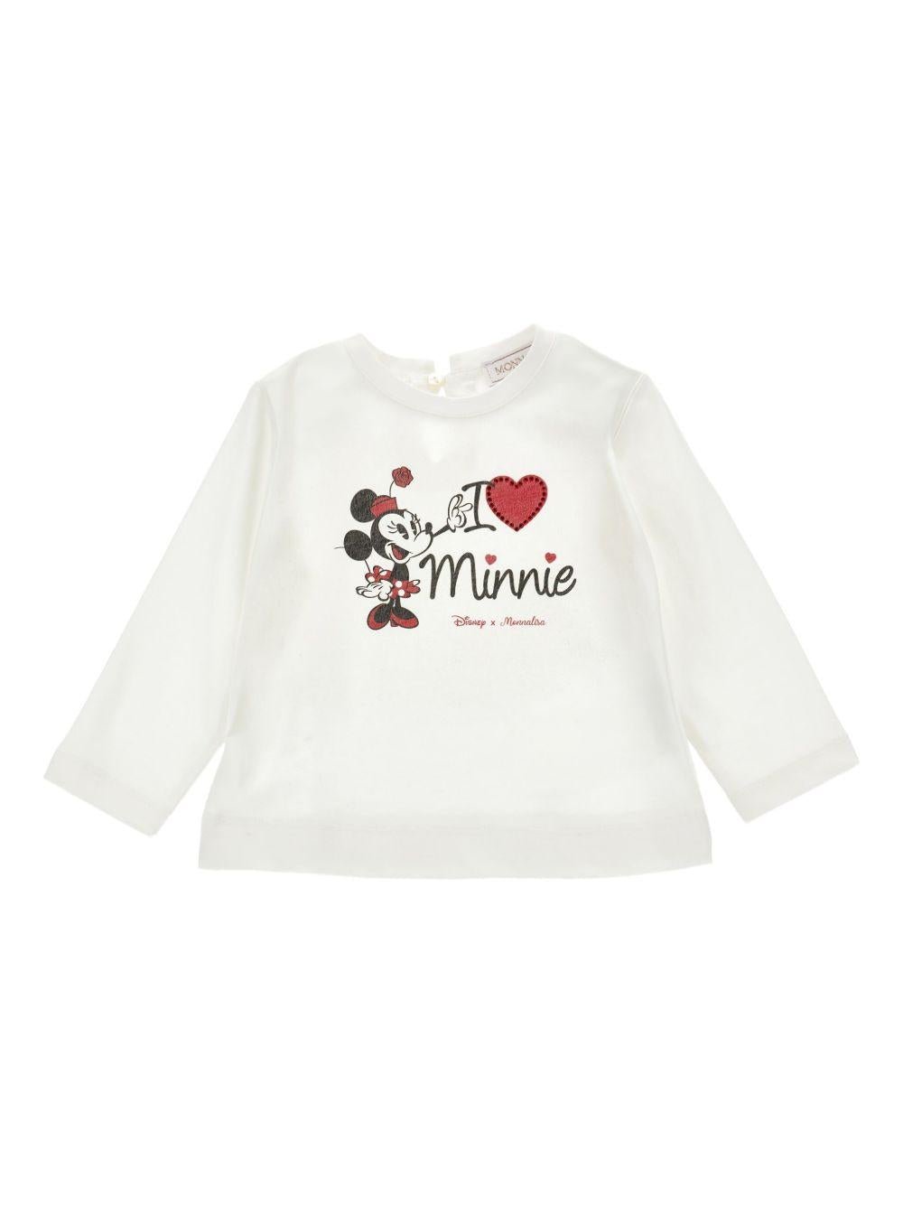 T-shirt per neonata Monnalisa bianca con stampa Minnie Mouse - Rubino Kids