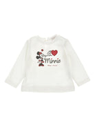 T-shirt per neonata Monnalisa bianca con stampa Minnie Mouse - Rubino Kids