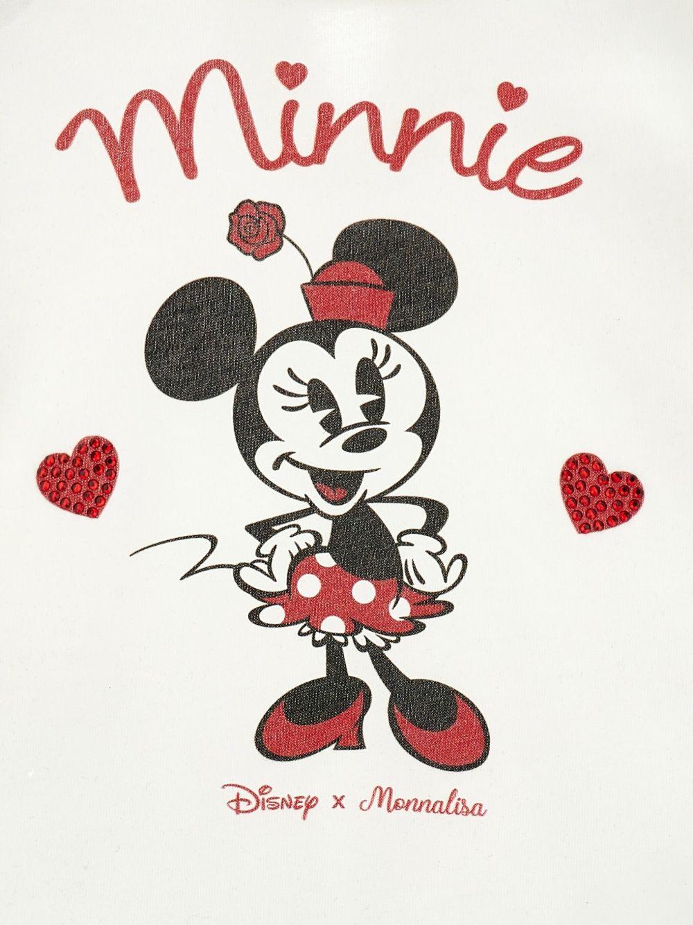 T-shirt per neonata Monnalisa bianca con stampa Minnie Mouse sul davanti - Rubino Kids