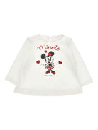 T-shirt per neonata Monnalisa bianca con stampa Minnie Mouse sul davanti - Rubino Kids