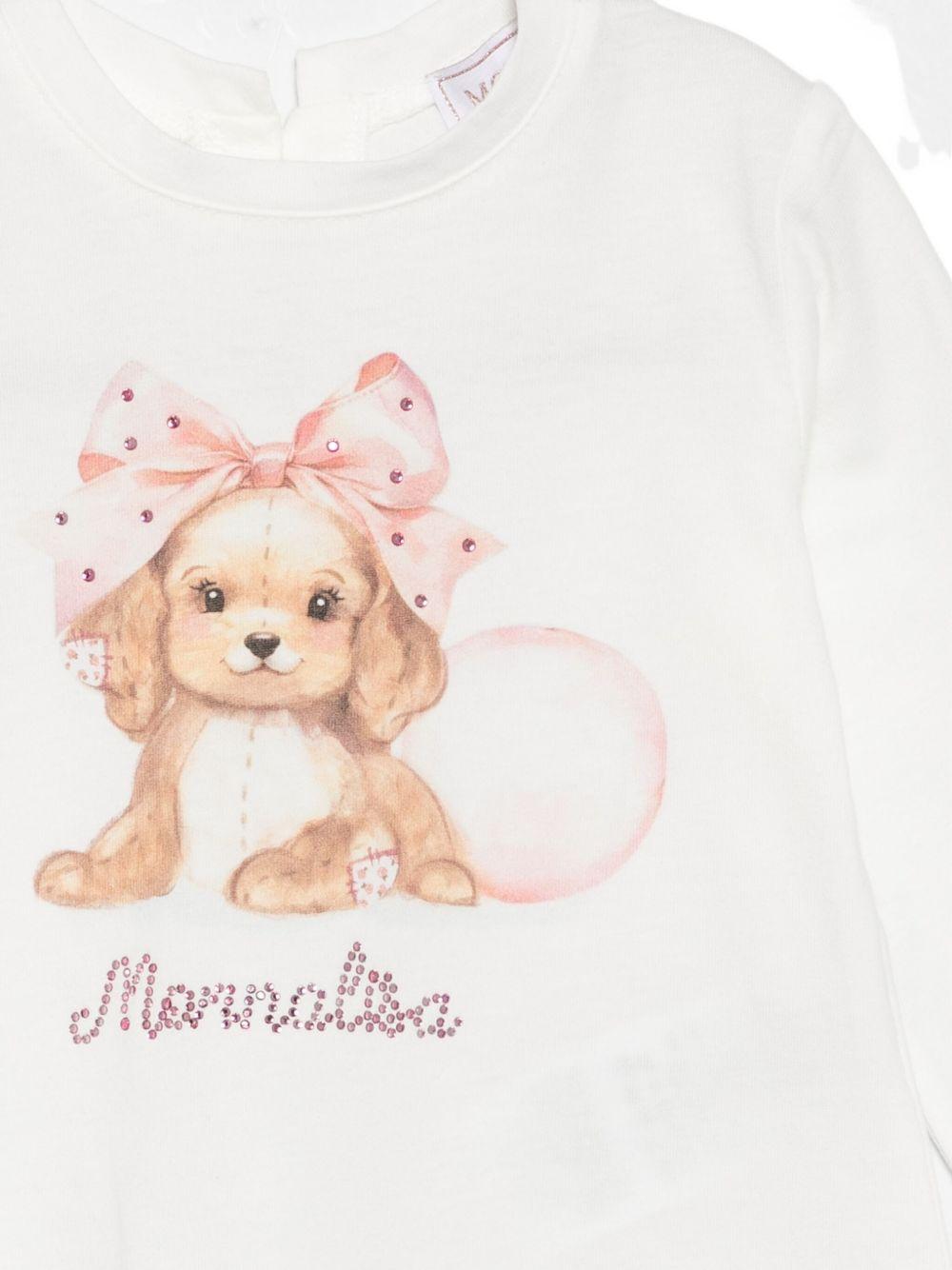 T-shirt per neonata Monnalisa bianco con decorazione in strass - Rubino Kids