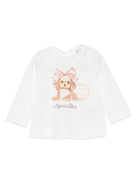 T-shirt per neonata Monnalisa bianco con decorazione in strass - Rubino Kids