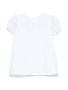 T-shirt per neonata Monnalisa bianco con stampa e decorazione con strass - Rubino Kids